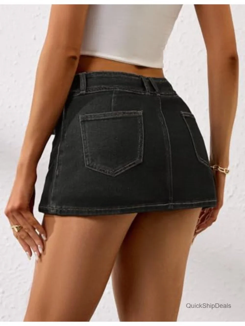 Women's Denim Mini Skirt with Built-in Shorts Low Rise A-line Jean Skort 2026
